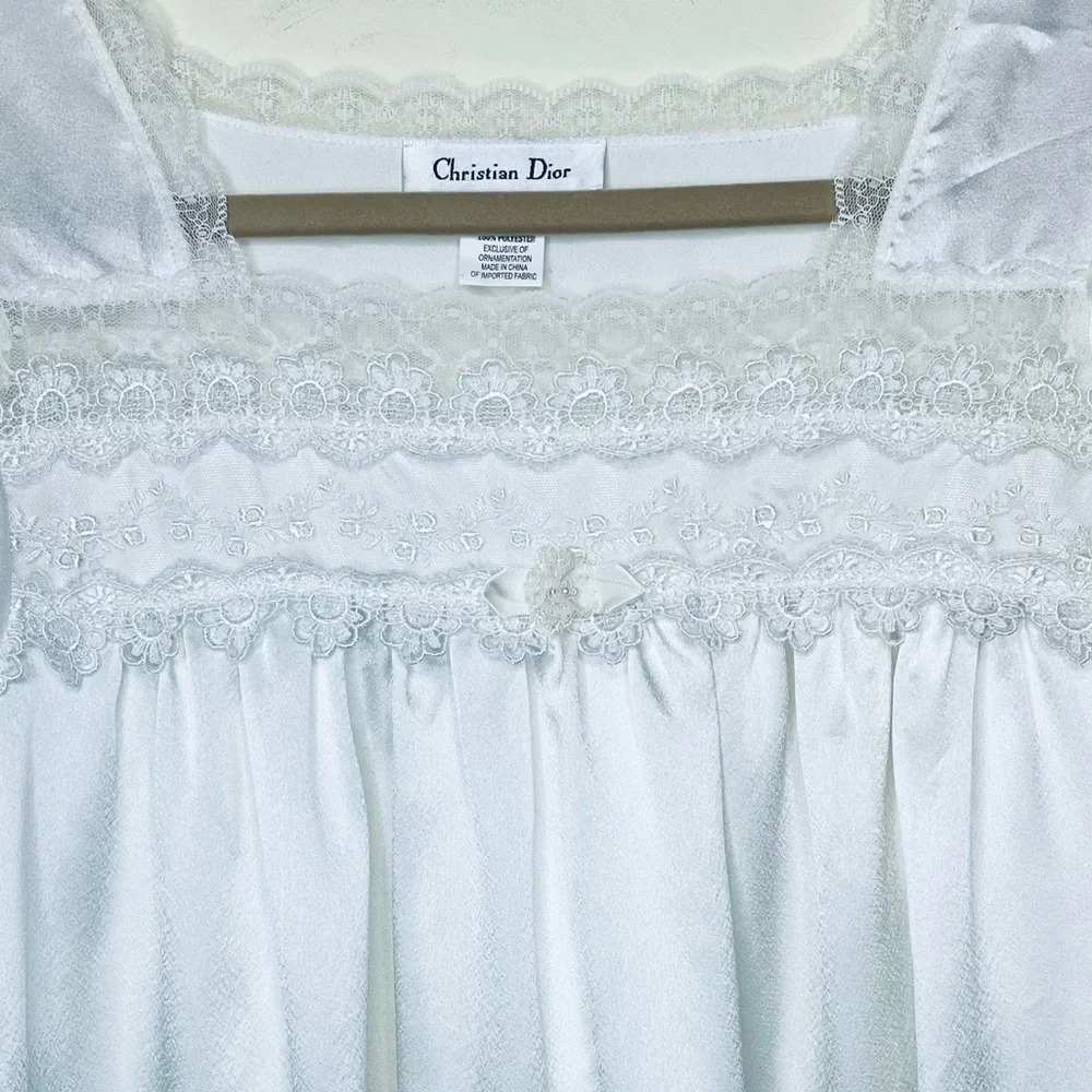 Christian Dior Vintage 80’s Lingerie white lace maxi long